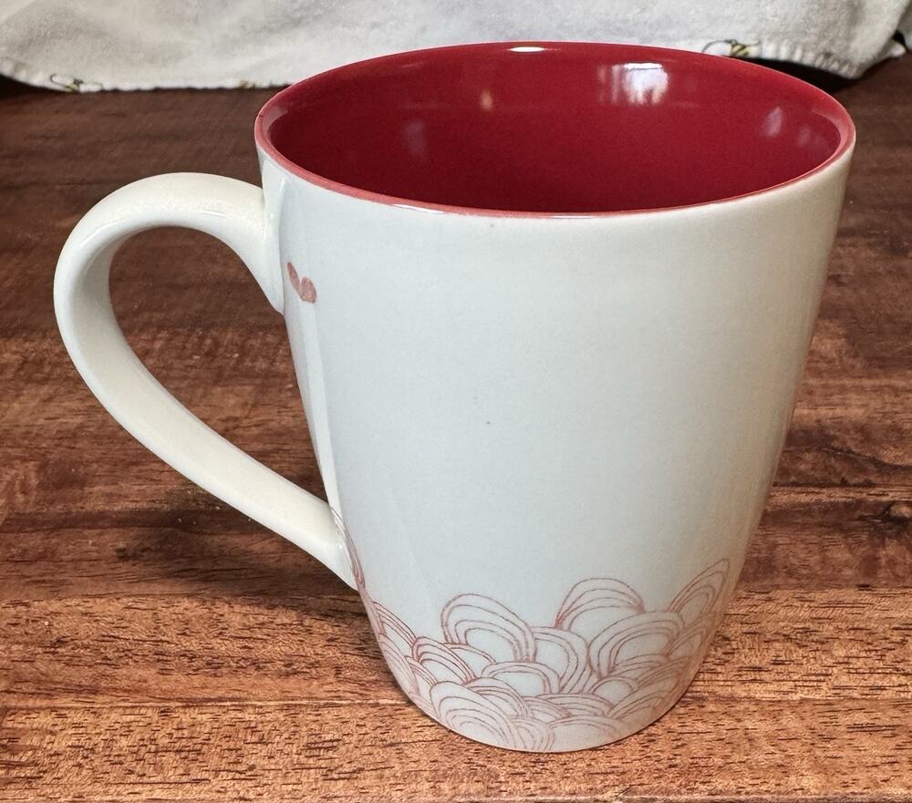 Starbucks 2009 Mug Cup Red Hearts Bone retired Love Valentines Coffee